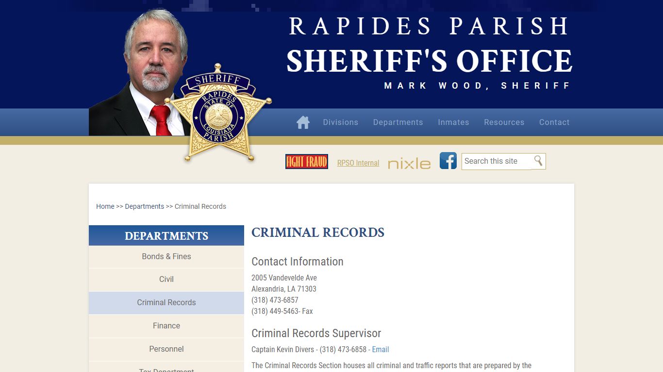 Criminal Records | Rapides Parish Sheriff's Office